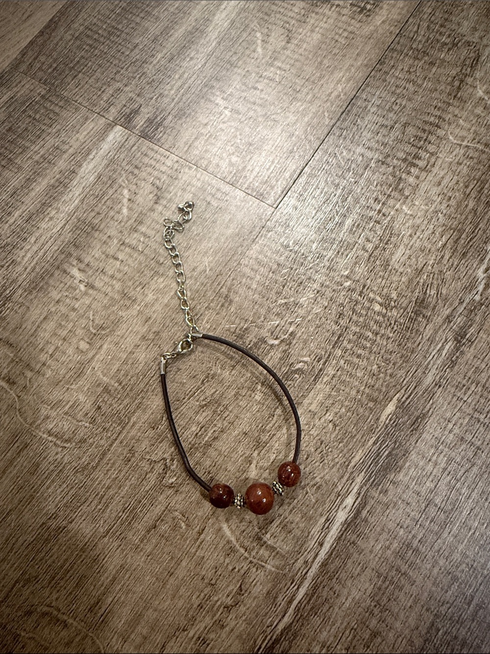 Brown Beaded Leather Cord Bracelet - Unbranded